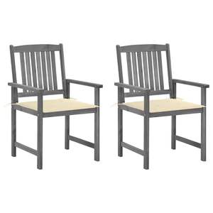 Juego de 2 sillas de jardín de madera maciza de acacia gris duraderas, tamaño mediano - Product Image 1