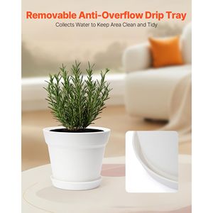 Set da 16 Vasi in Plastica Durevole da 6 Pollici con Fori di Drenaggio, Leggeri, per Interni, con Sottovasi Staccabili - Product Image 2