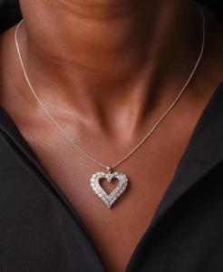 Collana pendente diamante cuore aperto 18 "(1/4 ct. T. w.) in argento Sterling, creato per | Macacy's - Product Image 2