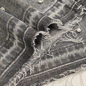 Pantalones Cortos Vaqueros Personalizados 100% Algodón para Hombre, Estilo Urbano, Holgados, Vintage, Lavados, con Pedrería - Product Image 4