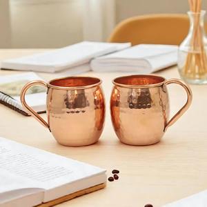 Tasses à Moscow Mule en cuivre, avec poignée en laiton faite à la main, vaisselle écologique au design rustique pour le bureau, les mariages et les fêtes - Product Image 2