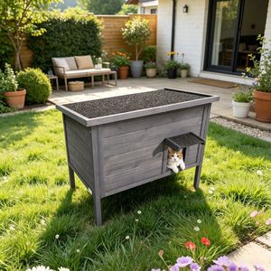 Casetta Classica Isolata in Legno Massello per Gatti di Taglia Grande, con Design Rettangolare Classico per Uso Esterno in Autunno e Inverno - Product Image 6