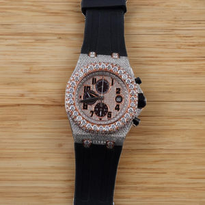 Moissanite Chronograph <b>Watch</b> - Stylish Quartz <b>Watch</b> for <b>Men</b>, Moissanite <b>Watch</b> with Rubber Strap, Moissanite Sports <b>Watch</b> India - Product Image 1