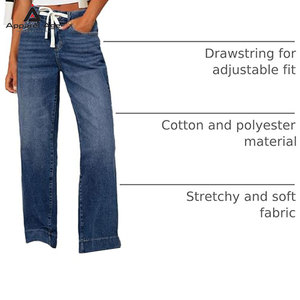Jeans pour femmes, pantalon classique vintage à taille haute, bleu, jambe large, décontracté, été, jeans pour femmes - Product Image 4