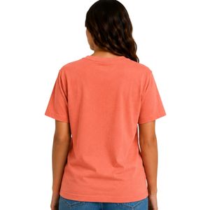 T-shirt décontracté pour femme, col rond, manches courtes, imprimé logo minimaliste corail, doux, pour tous les jours, personnalisable OEM - Product Image 2