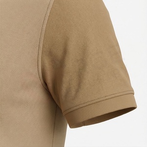 Chemise pour homme beige à manches courtes, tricotée unie, coupe décontractée, boutonnée, 100 % polyester respirant - Product Image 6
