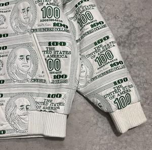 Blouson en cuir pour homme avec imprimé dollar, fermeture éclair, imperméable, respirant, éco-responsable, style streetwear et sportswear - Product Image 4