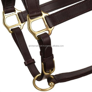 Licou en cuir souple et doux, teint en légumes, avec rembourrage en peluche sur la muserolle et la couronne, licou de course de chevaux de haute qualité - Product Image 2