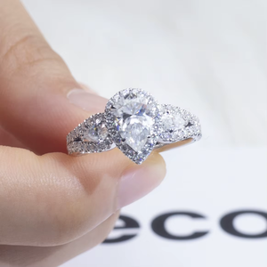 Anillo de compromiso con diamante talla pera, platino, cultivado en laboratorio, color D, certificado IGI, estilo clásico, para mujer - Product Image 3