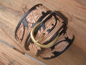 Ceintures en cuir de vachette pleine fleur OEM, style western, ceinture de cowboy tendance, véritable cuir véritable travaillé à la main - Product Image 6
