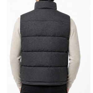 Chaleco Acolchado Clásico Gris Oscuro para Hombre, con Cuello Alto, Cierre Completo, Sin Mangas, Chaqueta de Invierno - Product Image 4