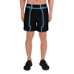 Shorts de bain pour homme, imprimé géométrique noir, taille élastique, séchage rapide, décontractés, impression par sublimation, tissu tricoté - Product Image 6