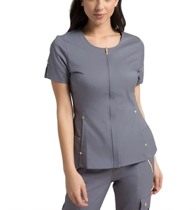 Women's Classic Medical Scrubs Nurse Uniform Summer Spandex Short Sleeve Washable Customized Set Hospital Scrubs - Product Image 4