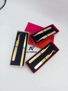แหนบต่อขนตาเคลือบทอง 24K สีทอง  ขนาด 45 65 90 องศา ปลายเรียวบาง พร้อมกล่องแม่เหล็ก - Product Image 6