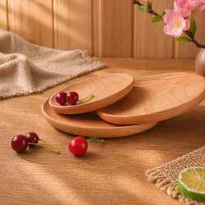Plateau à fromage rond en bois d'acacia écologique fait main, poli, pour la présentation en cuisine, idéal pour les mariages et les fêtes - Product Image 2