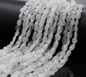 Natural <b>Rainbow</b> Moonstone Beads 4x8mm Smooth Oval Shape for Jewelry Making-White Fire Color - Product Image 2