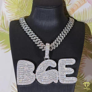 Collier personnalisé avec nom, moissanite, plaqué or 18 carats, certifié GIA, pendentif hip-hop glacé, argent 925, bijoux de luxe, cadeau - Product Image 3