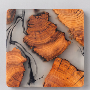 Sous-verres personnalisés en résine époxy et bois, carrés et ronds, sans support - Product Image 1