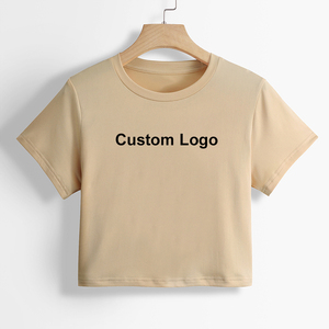 Women's Breathable Regular T-Shirts <b>Raglan</b> Sleeves Custom Logo Contrast Short Sleeve Crop <b>Tops</b> Solid Print Jersey Loose Summer - Product Image 1