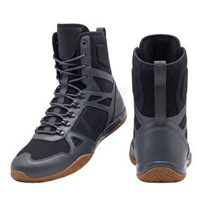 Wholesale Navy Silver Mid Top Boxing Boots Wrestling Footwear Training Gym Sparring Ring <b>Ankle</b> <b>Support</b> Boxing Shoes - Product Image 3