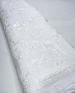 Tissu de broderie maltée de luxe, dentelle soluble dans l'eau, tissu en maille pour robes de mariée, vêtements de créateurs - Product Image 4