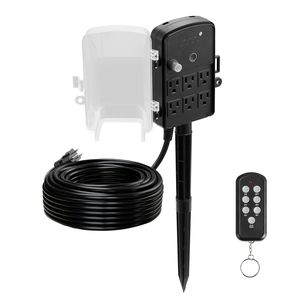 Multipresa da Esterno con Cavo di Prolunga da 30 Metri, Telecomando, Timer Crepuscolare, Copertura Impermeabile e Picchetto per Uso Esterno - Product Image 1