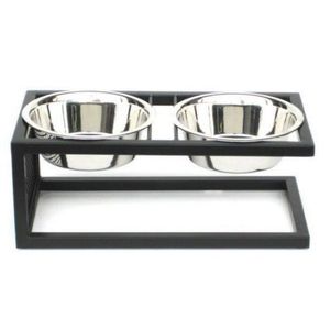 Ensemble de gamelles surélevées en céramique personnalisées avec support en fer antidérapant, double distributeur de nourriture et d'eau pour chiens de taille moyenne et petite - Product Image 3