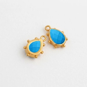 Lapis Lazuli Gold Beaded Teardrop Pendant Faceted Gemstone <b>Charms</b> for DIY Necklace Jewelry Making Supplies - Product Image 1