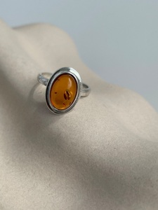 Bague en ambre baltique naturel, argent sterling 925, bague faite à la main, ambre taillé ovale, bijoux en argent, fournisseur en gros - Product Image 3