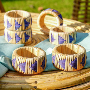 Hot Hand Woven Natural Rattan Grass Napkin Ring Napkin Ring For <b>Table</b> Decor And Weddings At Wholesale Price - Product Image 4
