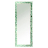 Miroir sur pied élégant turquoise pour chambre à coucher, miroir décoratif moderne avec design optimisant l'espace
