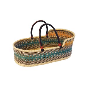 Supply modern dark teal geometric high <b>wall</b> seagrass changing <b>basket</b> with rattan changing kid <b>basket</b> featuring straps - Product Image 3