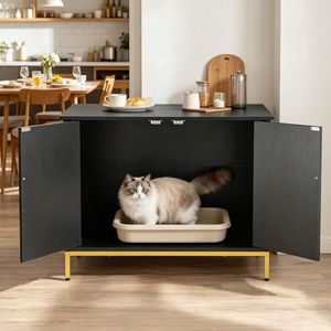 Wooden <b>Cat</b> Litter <b>Box</b> Cabinet with Accessories - Product Image 1
