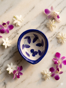 Bol décoratif en céramique artisanale indienne bleue, lampe à huile festive pour la table, idéal pour la Pooja et les cadeaux - Product Image 2