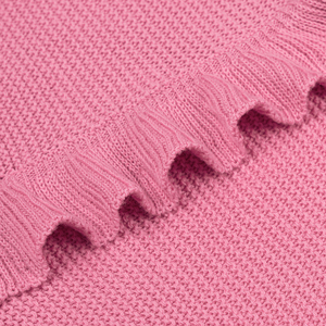Eco Friendly 100% Cotton Autumn Knitted <b>Throw</b> Baby <b>Blanket</b> Solid Color Ruffle Cute Style Machine Washable Vietnam OEM/ODM Custom - Product Image 3
