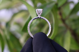<b>Emerald</b> Cut Diamond <b>Ring</b> Women's Lab grown Diamond IGI Certified Trendy Style With Side Diamonds 10K 14K 18K 925 &935 <b>Silver</b> - Product Image 4