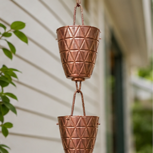 Chaîne de pluie décorative artisanale en cuivre à motifs, pour gouttière et descente de pluie, décoration suspendue pour jardin extérieur, fournitures de jardinage - Product Image 4