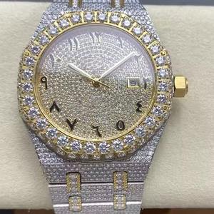 Montre en diamant Moissanite de qualité supérieure, style Hip Hop Bling, avec verre saphir ou acier inoxydable massif, disponible à la vente - Product Image 2