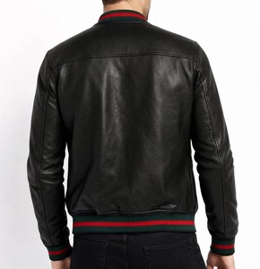 Blouson aviateur en cuir véritable écologique pour homme, col rabattable, logo sur le devant, imperméable, coupe-vent, style moto, fermeture éclair - Product Image 2
