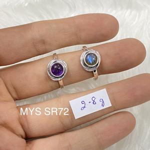 Bague en améthyste violette naturelle, faite à la main, en argent sterling 925, prix de gros, bijoux en argent - Product Image 1