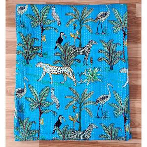 Wholesale Price Indian Handmade New 100% Pure Cotton Multicolor Animal Print Kantha <b>Quilt</b> Bohemian <b>Throw</b> Sleeping Comfortable - Product Image 6