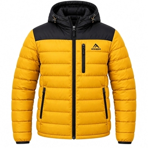 Veste matelassée à capuche pour homme, couleur jaune et noir, chaude, imperméable, légère, pour l'hiver et les activités de plein air, One Apex - Product Image 1