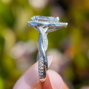 Anillo de Diamantes de Oro Blanco con Corte Ovalado, Certificado IGI, 2.30ct, Joyería de Compromiso y Boda, Chapado en Oro de 14k, Eternidad - Product Image 4