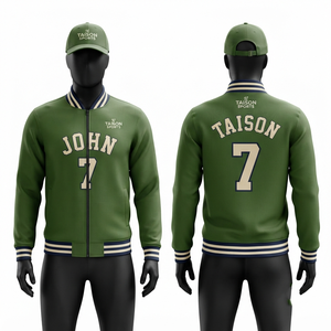 Veste de sport unisexe pour le volley-ball, 330 GSM, polaire en polyester brossé de qualité supérieure, vert olive, bordure côtelée, logo personnalisé, OEM ODM - Product Image 1