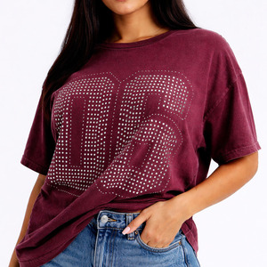 Camisetas Gráficas con Pedrería para Mujer, de Algodón, Estilo Urbano, Ajuste Holgado, Jersey de Fútbol Personalizado, Camiseta Casual, Ropa al por Mayor, Estilo Y2K, Deportes, USA - Product Image 1