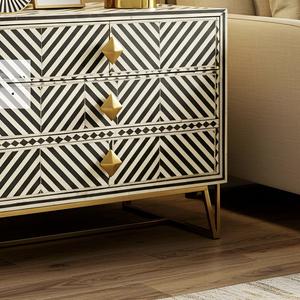 Cajón con Incrustaciones de Hueso de ILAHI, Diseño Moderno con Detalles de Ágata, Mueble Portátil para el Hogar - Product Image 2