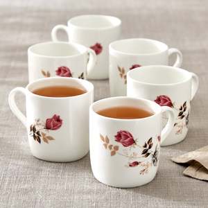 Floral Ceramic <b>Tea</b> <b>Mugs</b> With Rose Design Classic Style Microwave And Dishwasher Safe Heat Resistant For Afternoon <b>Tea</b> - Product Image 1