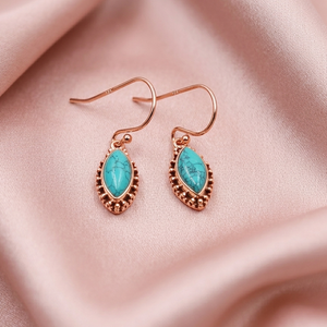 Pure <b>925</b> Sterling <b>Silver</b> Turquoise Drop <b>Earrings</b> Rose Gold & Yellow Gold Plated Handmade Vintage Jewelry Gift for Women Mom - Product Image 4