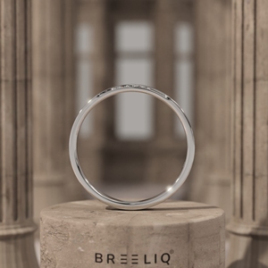 แหวนแต่งงานเพชรทรงโค้ง ทองคำขาว 14K แหวนเพชรทรงกลมแบบฝังช่อง ดีไซน์เรียบหรู สามารถสวมซ้อนกันได้ เครื่องประดับชั้นดี - Product Image 6