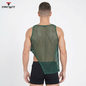 Factory Price Summer Breathable Eco-Friendly Quick Dry Plain Dyed <b>Men</b> Sports Mesh Sleeveless <b>Singlets</b> for Transparent Vest - Product Image 5